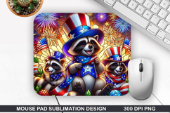 Bear Mouse Pad Sublimation, 4th Of July Mouse Pad PNG Product Image 1