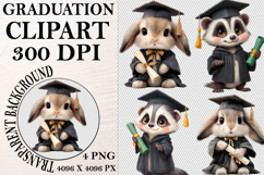 Whimsical Graduation Animal Clipart PNG, Graduation PNG Product Image 1