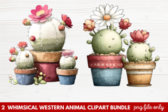 2 Whimsical Western Animal Clipart | Cute Cowboy Animals PNG Product Image 1