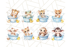 Safari Animal Babies in Bubble Baths, Cute Jungle Animal PNG Product Image 6