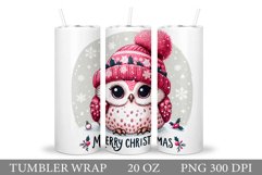 Christmas Owl Tumbler Design. Christmas Tumbler Sublimation Product Image 1