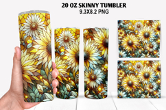 Flower Skinny Tumbler 20oz Wrap Design, Flowers Tumble PNG Product Image 1