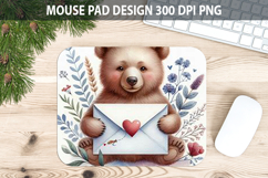 Watercolor Bear Mouse Pad Sublimation - Valentines PNG Product Image 1