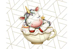 Cute Dessert Unicorn PNG Clipart with Cupcakes & Candies Product Image 2