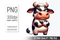 Cow Clipart PNG, Farm Animals Clipart, Rustic Farm Art Product Image 1