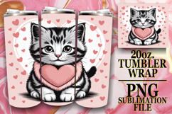 Gentle breezes 20oz tumbler wrap, Valentines Cat Product Image 1