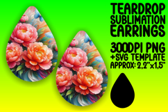 Elegant Teardrop Earrings Template PNG , Flowers Product Image 1