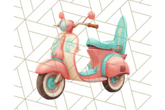 Coral and Aqua Summer Clipart PNG Pastel Tropical Icons Product Image 2