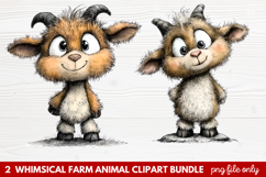 Whimsical Farm Animal Clipart | Cute Farm Animals PNG Set Product Image 1