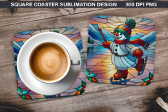 Snowman Coaster Sublimation, Christmas Coaster PNG Design Product Image 1