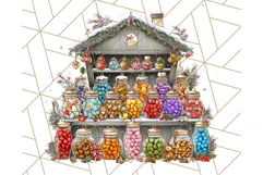 Cozy Christmas Market Stall Clipart PNG, Holiday Art Png Product Image 2