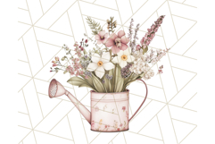 Watering Can Flowers PNG, Rustic Floral Watercolor Clipart Product Image 2