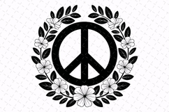 Floral Peace Sign Svg Design | Svg Cut File Product Image 1