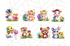 Cute Animal Friends Clipart PNG, Bright Spring Animal Duo Product Image 6