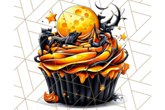 Halloween Cupcake PNG Clipart with Witch Hats and Ghosts Product Image 2