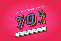 70 percent off big sale banner template 3d text effect, Product Image 1