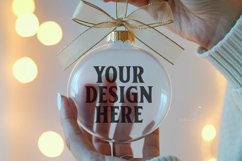 Christmas Acrylic Ornament Mockups | Round Clear Acrylic Orn Product Image 1