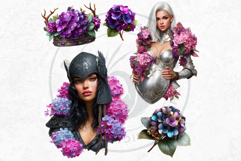 Royal Hydrangea Guardians Fantasy Warrior and Floral Graphic Product Image 10