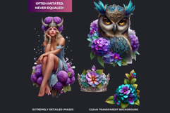 Royal Hydrangea Guardians Fantasy Warrior and Floral Graphic Product Image 3