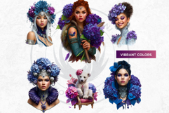 Royal Hydrangea Guardians Fantasy Warrior and Floral Graphic Product Image 8