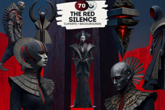 Red Silence Characters Cliparts &amp; Backgrounds Fantasy art Product Image 1
