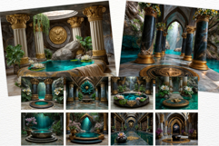 Sunken Palace Underwater Fantasy Ruins Digital Paper Pages Product Image 15