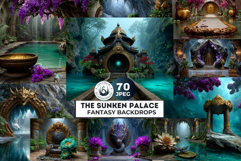 Sunken Palace Underwater Fantasy Ruins Digital Paper Pages Product Image 1