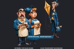 Teal Whimsy Borough Quirky Character Clipart storybook PNG Product Image 3