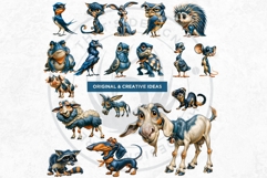 Teal Whimsy Borough Quirky Character Clipart storybook PNG Product Image 8