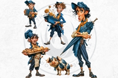 Teal Whimsy Borough Quirky Character Clipart storybook PNG Product Image 9