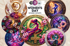 International Women's Day Round Cliparts &amp; Backgrounds PNG Product Image 1