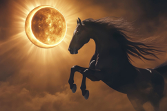 Black Horse with Sun Background Wallpaper Product Image 1