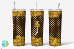 Sunflower Monogram Skinny Tumblers Alpha Sublimation Design Product Image 11