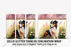 8 Dog Collie Glitter Tumbler Sublimation Wrap - Product Image 2