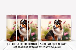 8 Dog Collie Glitter Tumbler Sublimation Wrap - Product Image 4