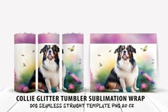 8 Dog Collie Glitter Tumbler Sublimation Wrap - Product Image 5