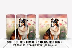 8 Dog Collie Glitter Tumbler Sublimation Wrap - Product Image 7