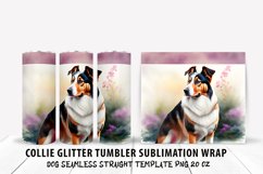 8 Dog Collie Glitter Tumbler Sublimation Wrap - Product Image 8