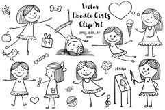 Vector girls clipart, Kids svg, Happy girls ClipArt Product Image 1