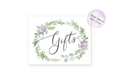 PRINTABLE Lavender Wedding &quot;gifts&quot; Sign Floral 11 x 14&quot; Product Image 1