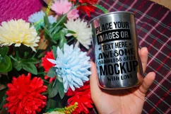 Hand Holding Stainless Steel Cup Mockup Photoshop PSD Product Image 1