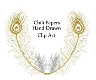 Gold Siver Feather clipart Product Image 2