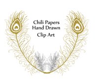 Gold Siver Feather clipart Product Image 2