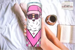 Pink Retro Santa Sublimation Skinny Tumbler Wrap| 20oz | Png Product Image 3