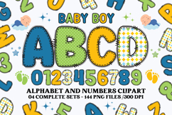 Baby Boy Alphabet PNG Clip Art, baby boy letters doodle Product Image 1