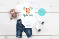 Hello Baby Sublimation design. Cute Lion cub PNG Product Image 4