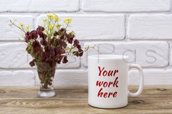 White coffee mug mockup with maroon and yellow grass  Product Image 2