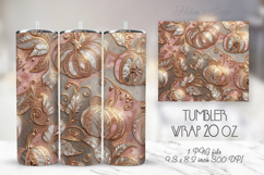 Pink and gold pumpkins pattern tumbler 20oz wrap designs png Product Image 1