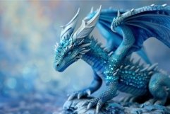 Enchanting blue dragon figurine on mystical backdrop Product Image 1
