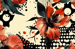Black And White Dots With Flowers Background Product Image 1